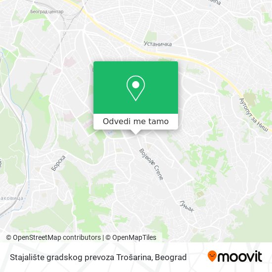 Stajalište gradskog prevoza Trošarina mapa