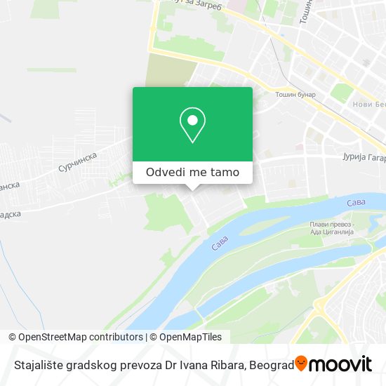 Stajalište gradskog prevoza Dr Ivana Ribara mapa