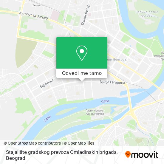 Stajalište gradskog prevoza Omladinskih brigada mapa