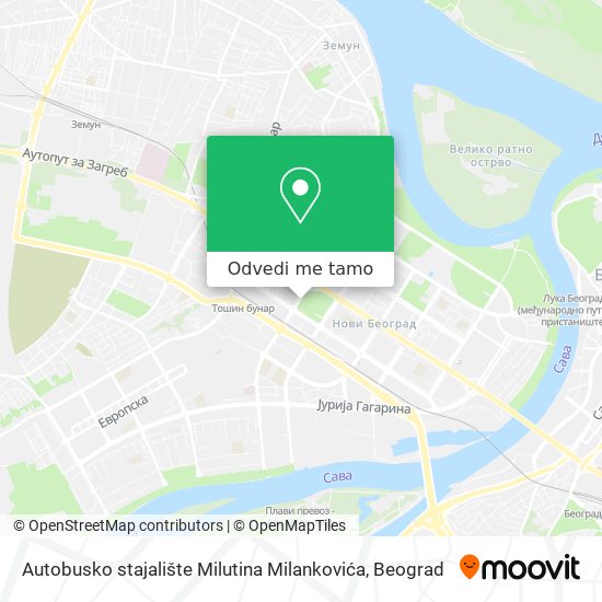 Autobusko stajalište Milutina Milankovića mapa