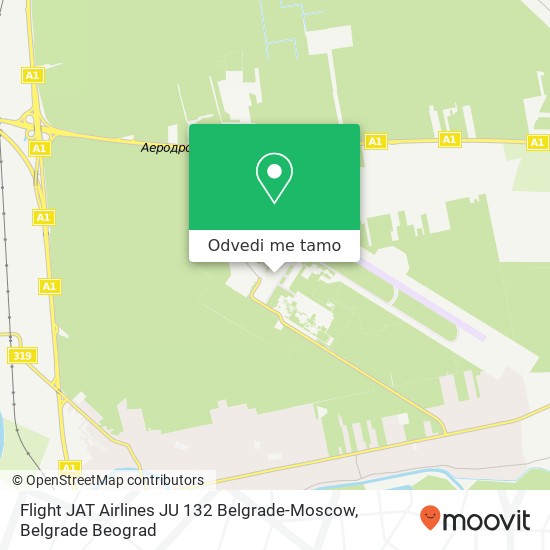 Flight JAT Airlines JU 132 Belgrade-Moscow mapa