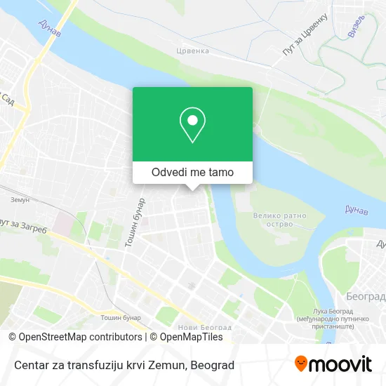 Centar za transfuziju krvi Zemun mapa