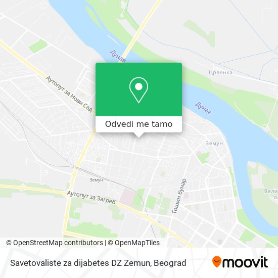 Savetovaliste za dijabetes DZ Zemun mapa