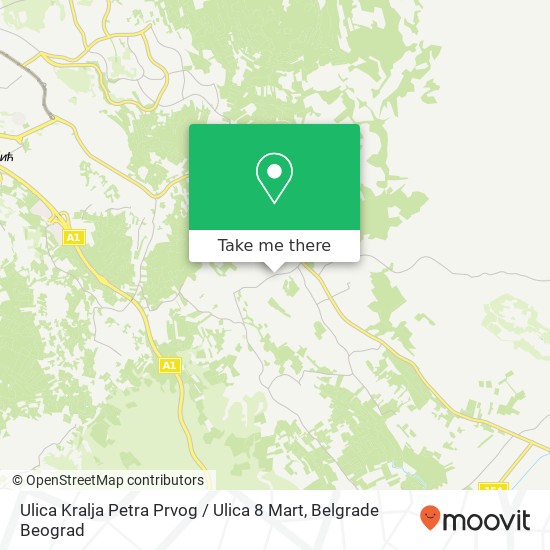 Ulica Kralja Petra Prvog / Ulica 8 Mart mapa