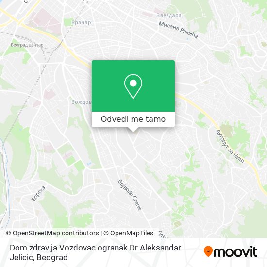 Dom zdravlja Vozdovac ogranak Dr Aleksandar Jelicic mapa