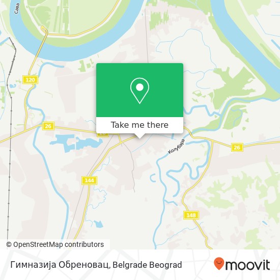 Гимназија Обреновац mapa