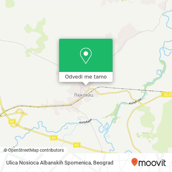 Ulica Nosioca Albanskih Spomenica mapa