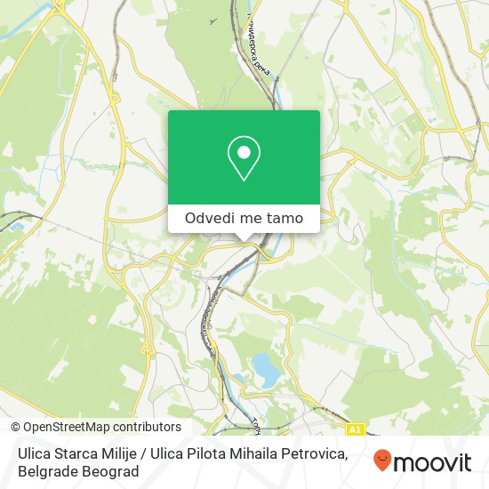 Ulica Starca Milije / Ulica Pilota Mihaila Petrovica mapa