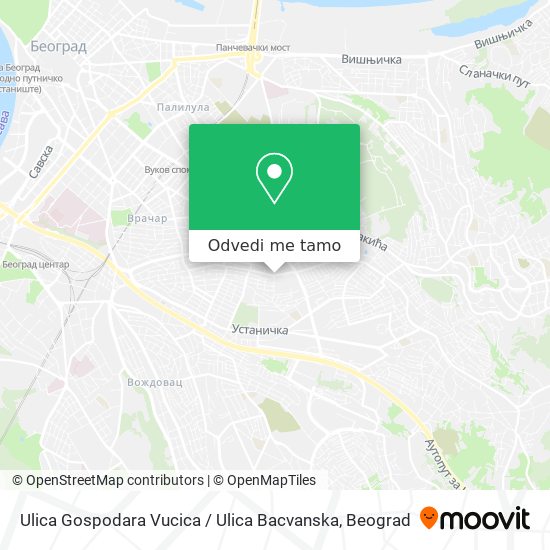 Ulica Gospodara Vucica / Ulica Bacvanska mapa