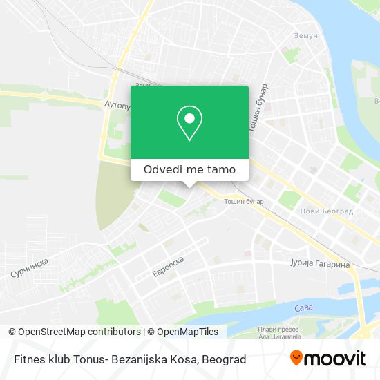 Fitnes klub Tonus- Bezanijska Kosa mapa