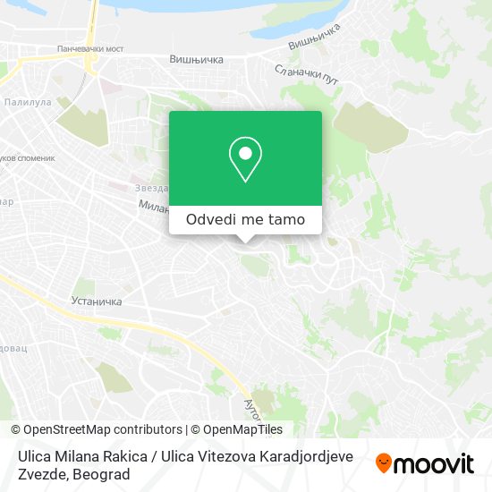 Ulica Milana Rakica / Ulica Vitezova Karadjordjeve Zvezde mapa