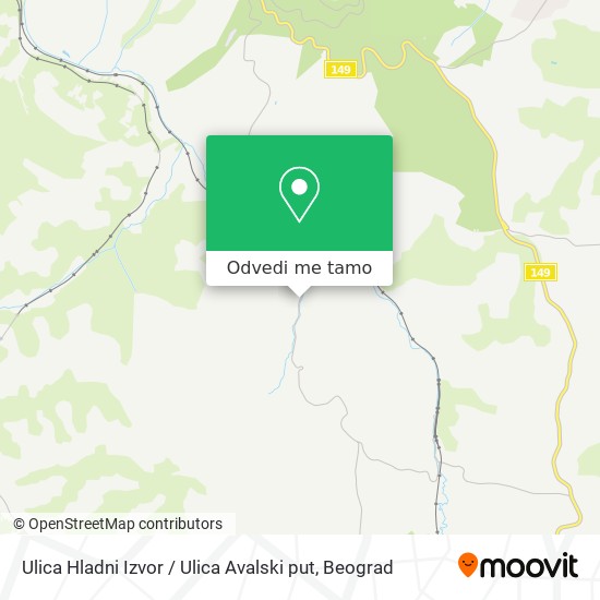 Ulica Hladni Izvor / Ulica Avalski put mapa