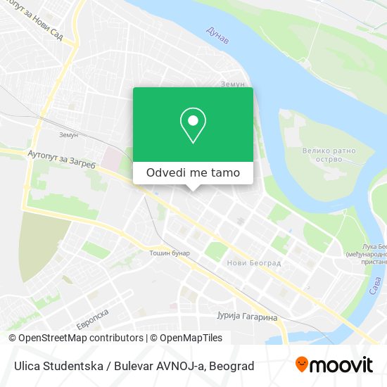 Ulica Studentska / Bulevar AVNOJ-a mapa