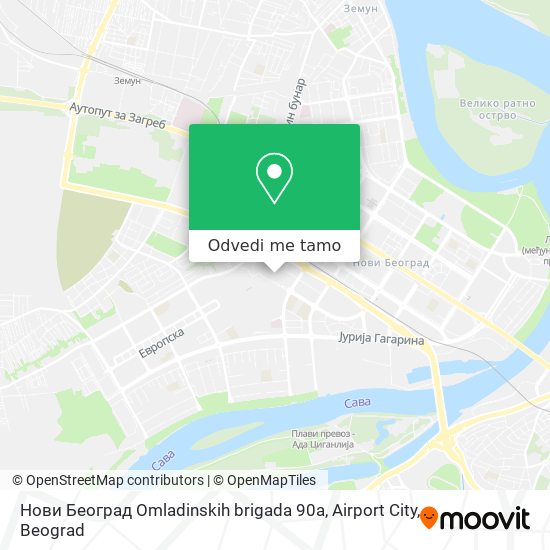 Нови Београд Omladinskih brigada 90a, Airport City mapa