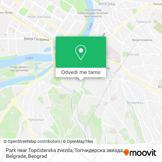 Park near Topčiderska zvezda, Топчидерска звезда, Belgrade mapa