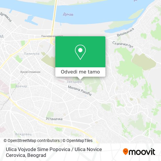 Ulica Vojvode Sime Popovica / Ulica Novice Cerovica mapa