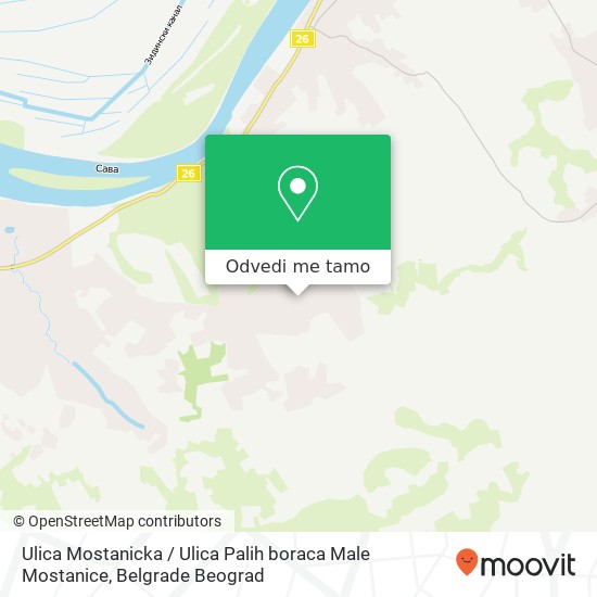 Ulica Mostanicka / Ulica Palih boraca Male Mostanice mapa