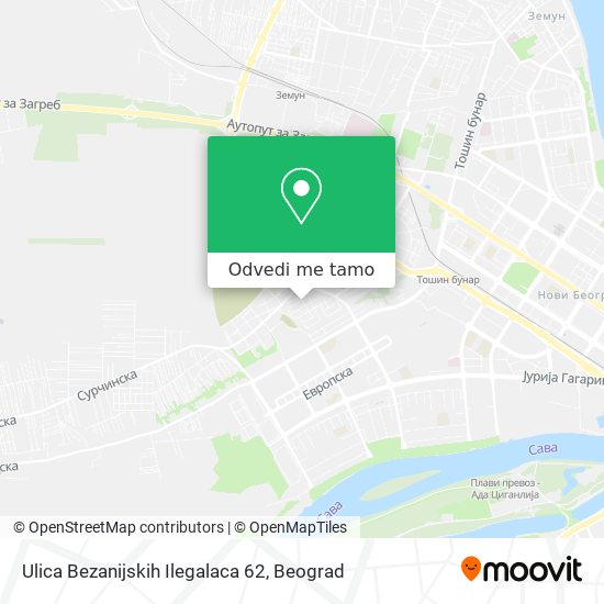 Ulica Bezanijskih Ilegalaca 62 mapa