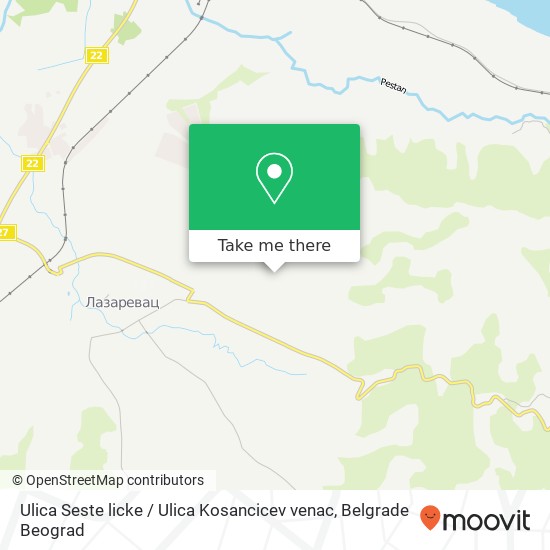 Ulica Seste licke / Ulica Kosancicev venac mapa