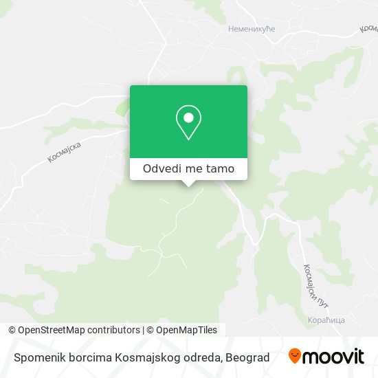 Spomenik borcima Kosmajskog odreda mapa