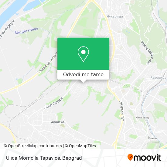 Ulica Momcila Tapavice mapa