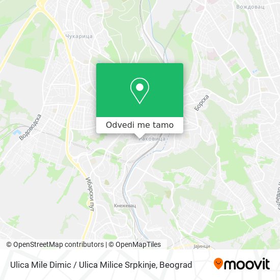 Ulica Mile Dimic / Ulica Milice Srpkinje mapa