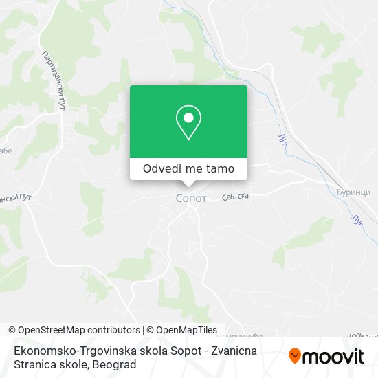 Ekonomsko-Trgovinska skola Sopot - Zvanicna Stranica skole mapa