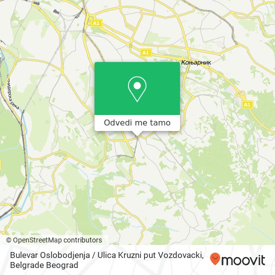 Bulevar Oslobodjenja / Ulica Kruzni put Vozdovacki mapa