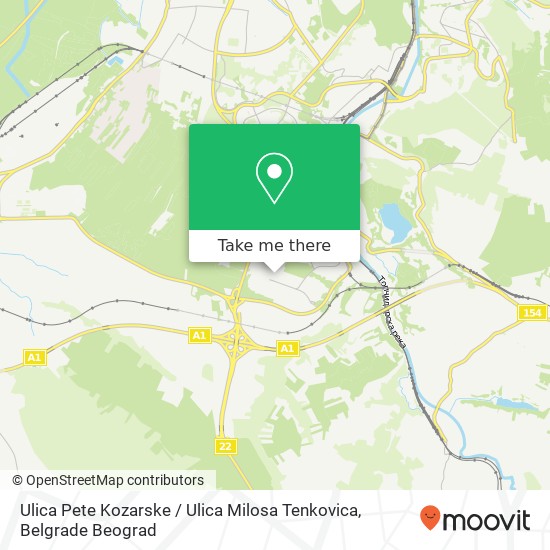 Ulica Pete Kozarske / Ulica Milosa Tenkovica mapa