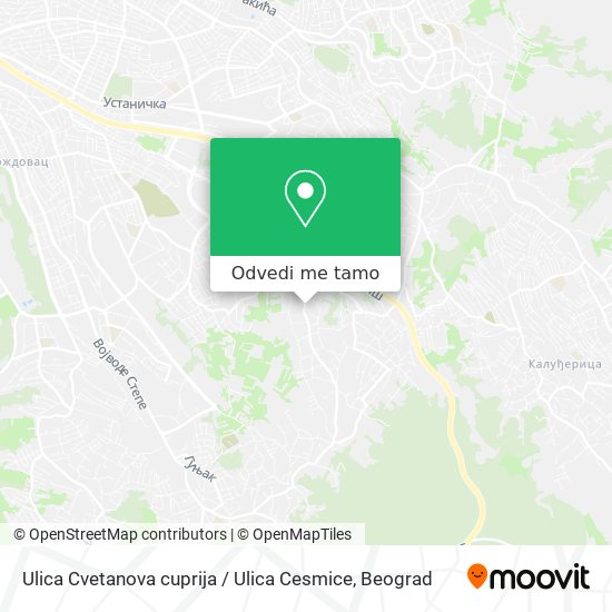 Ulica Cvetanova cuprija / Ulica Cesmice mapa