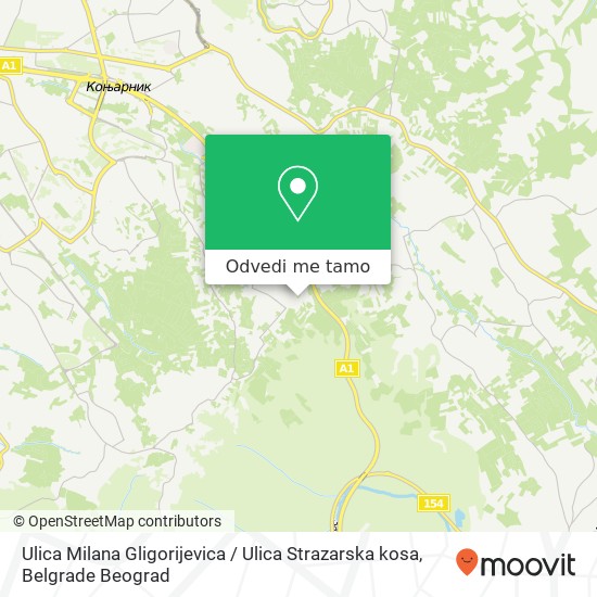 Ulica Milana Gligorijevica / Ulica Strazarska kosa mapa