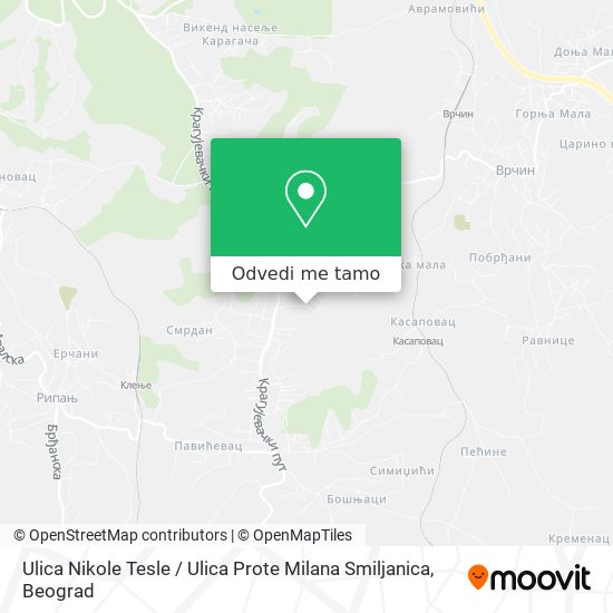 Ulica Nikole Tesle / Ulica Prote Milana Smiljanica mapa