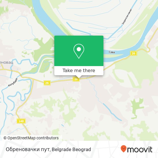 Обреновачки пут mapa