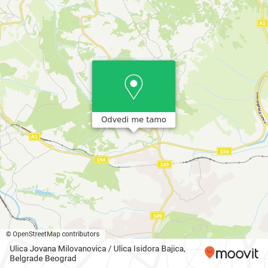 Ulica Jovana Milovanovica / Ulica Isidora Bajica mapa