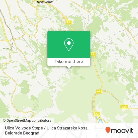 Ulica Vojvode Stepe / Ulica Strazarska kosa mapa