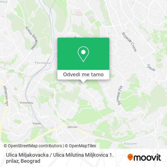 Ulica Miljakovacka / Ulica Milutina Miljkovica 1. prilaz mapa