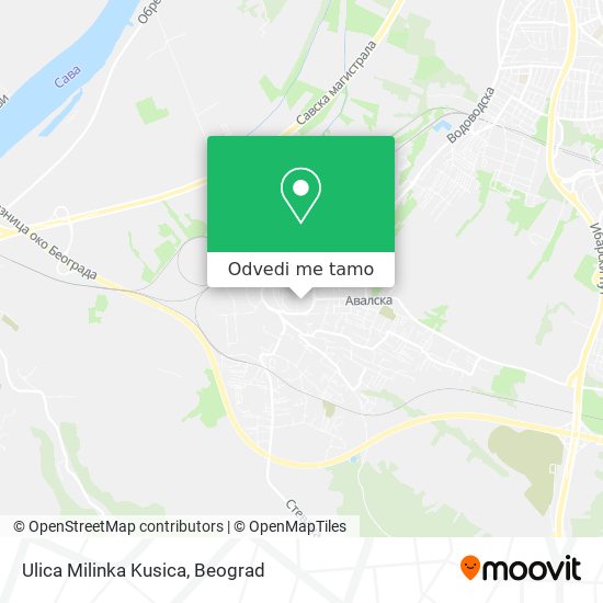 Ulica Milinka Kusica mapa