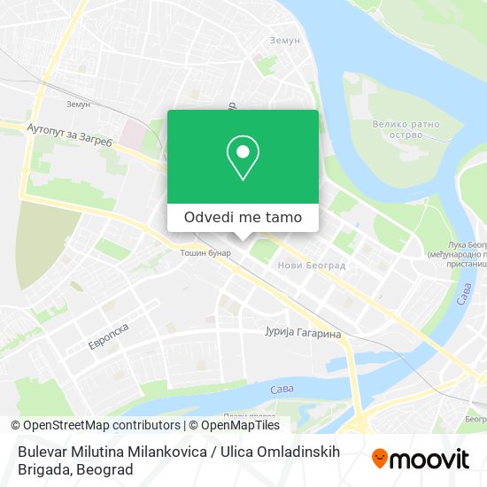 Bulevar Milutina Milankovica / Ulica Omladinskih Brigada mapa