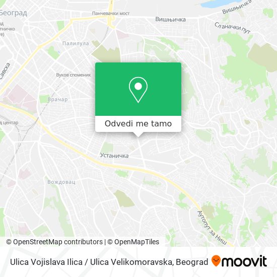 Ulica Vojislava Ilica / Ulica Velikomoravska mapa