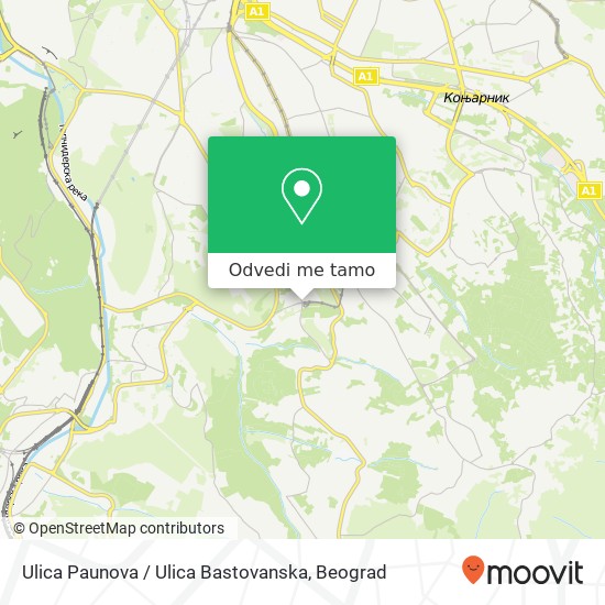 Ulica Paunova / Ulica Bastovanska mapa