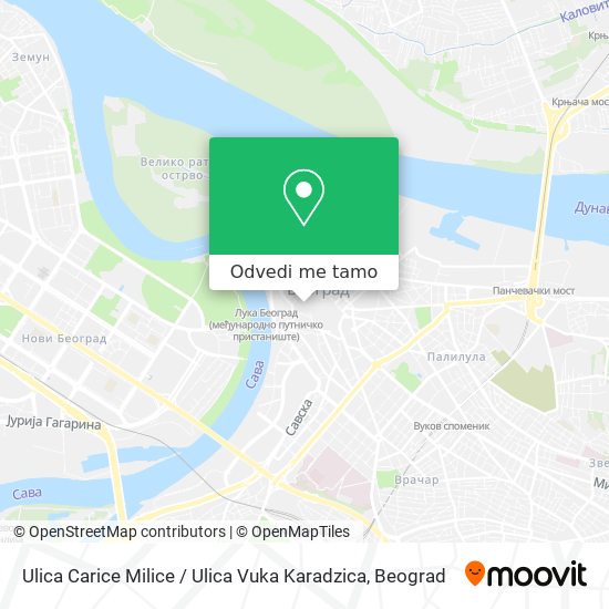Ulica Carice Milice / Ulica Vuka Karadzica mapa