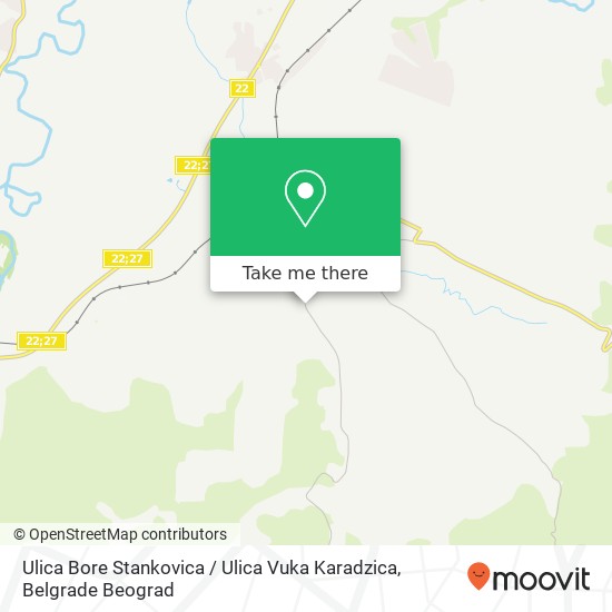 Ulica Bore Stankovica / Ulica Vuka Karadzica mapa