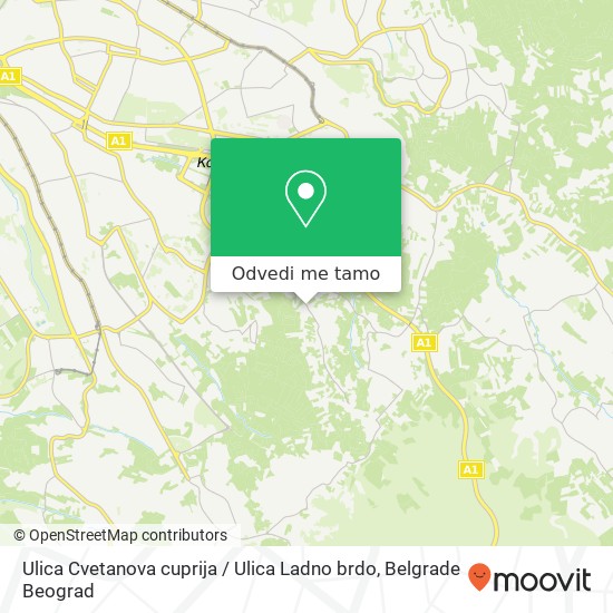 Ulica Cvetanova cuprija / Ulica Ladno brdo mapa