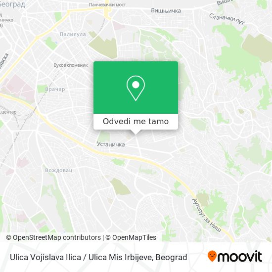 Ulica Vojislava Ilica / Ulica Mis Irbijeve mapa