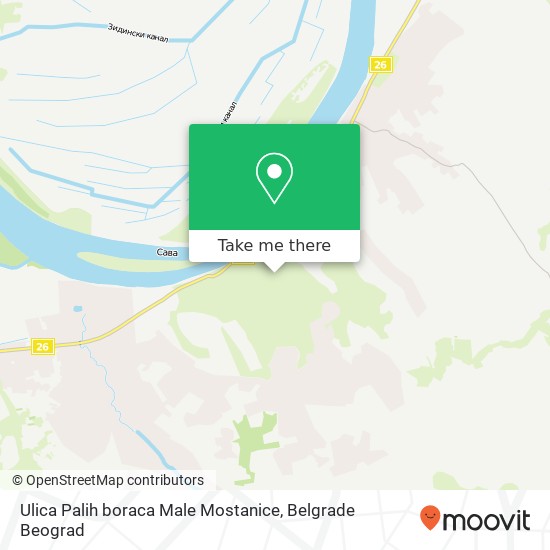 Ulica Palih boraca Male Mostanice mapa