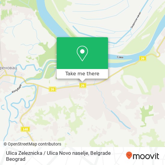 Ulica Zeleznicka / Ulica Novo naselje mapa