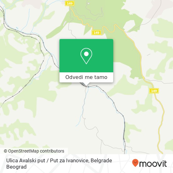 Ulica Avalski put / Put za Ivanovice mapa