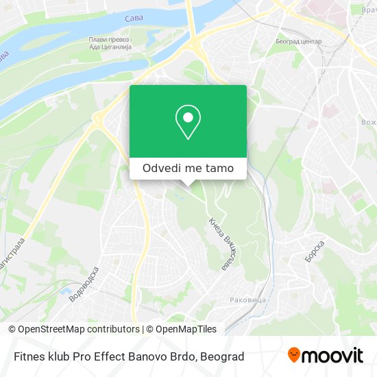 Fitnes klub Pro Effect Banovo Brdo mapa