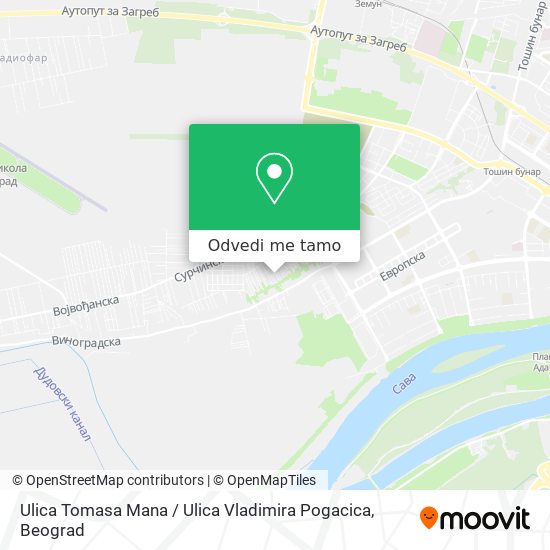 Ulica Tomasa Mana / Ulica Vladimira Pogacica mapa