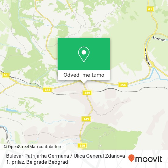 Bulevar Patrijarha Germana / Ulica General Zdanova 1. prilaz mapa